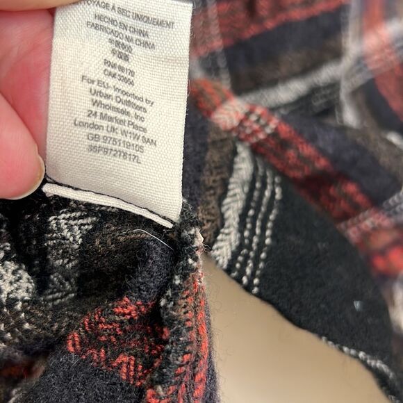 Free People Shirt jacket plaid brown and black pull over size Medium EUC - Picture 10 of 11